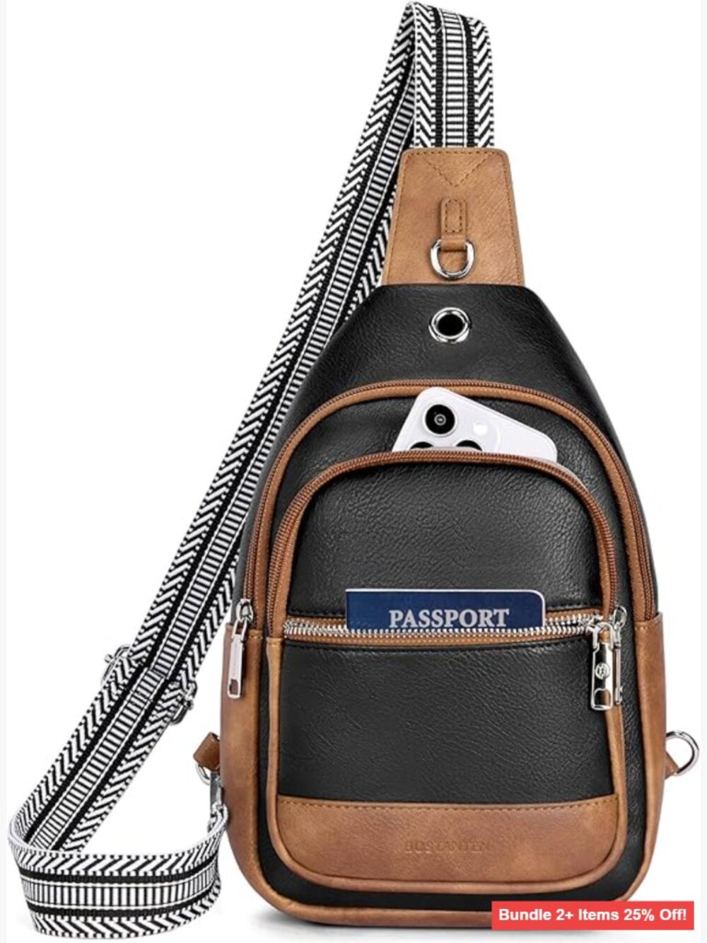 Large 7L Vegan Leather Crossbody Sling Backpack Travel Purse